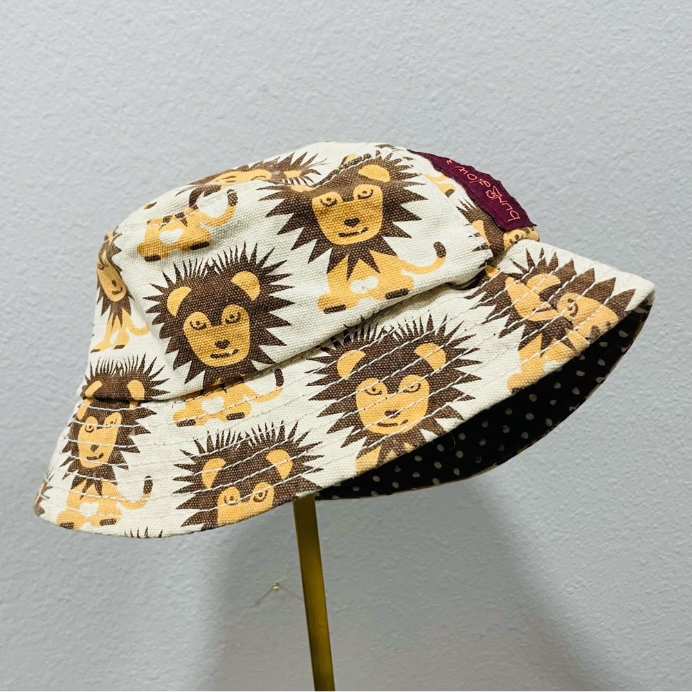 Bungalow 360 Children’s Lion Print Canvas  Beach Bucket Hat One Size Fits Most
